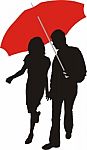 Couple Under The Umbrella Stock Photo