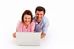 Couple With Computer Laptop Stock Photo