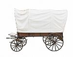 Covered Wagon On White Stock Photo