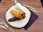 Cream Cornet Crispy Pie Cone With Homemade Vanilla Cream Stock Photo