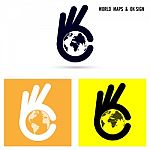 Creative Hand And World Map Abstract Logo Design Stock Photo