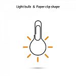 Creative Light Bulb Logo Design,paper Clip Sign Stock Photo