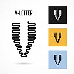 Creative V- Letter Icon Abstract Logo Design  Template Stock Photo