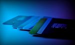 Credit Cards In Blue Color Lighting Stock Photo