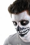 Creepy Skeleton Guy (carnival Face Painting) Stock Photo