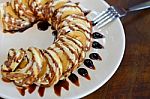 Crepe Banana With Chocolate Sauce Stock Photo