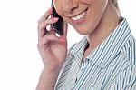 Cropped Image Of A Woman Using Cellphone Stock Photo