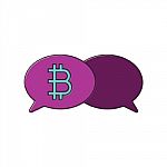 Cryptocurrency Bitcoin Bubble Talk Thin Line Flat Design Icon Ve Stock Photo