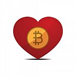 Cryptocurrency Bitcoin Love Heart Flat Design Icon  Illust Stock Photo