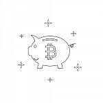 Cryptocurrency Bitcoin Piggy Bank Thin Line Flat Design Icon Vec Stock Photo