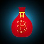 Cryptocurrency Bitcoin Red Bag Stock Photo