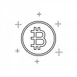 Cryptocurrency Bitcoin Thin Line Flat Design Icon  Illustr Stock Photo