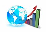 Crystal Globe And Growth Graph Stock Photo