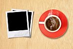 Cup Coffee And Photo Frame Stock Photo