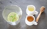 Cup Of Honey Lime Healthy Drink Stock Photo