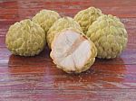 Custards On A Wooden Table. Sweet Fruit Of Thailand  Stock Photo