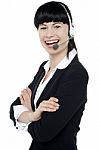 Customer Support Executive Enjoying Her Work Stock Photo