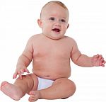 Cute Baby Boy In Diaper Looking Away Stock Photo