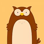 Cute Big Fat Brown Owl Stock Photo