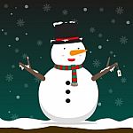 Cute Big Fat Snowman Wear Hat And Scarf Stock Photo