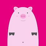 Cute Fat Pink Pig Stock Photo