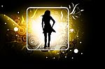 Cute Girl In Abstract Background  Stock Photo