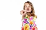 Cute Girl Kid Pointing At You Stock Photo