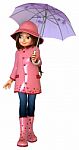 Cute Girl With Umbrella Stock Photo