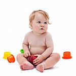 Cute Infant Boy With Apple Stock Photo