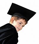 Cute Kid Graduate With Graduation Cap Stock Photo