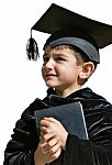 Cute Kid Graduate With Graduation Cap Stock Photo