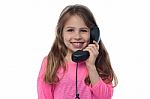 Cute Kid With Telephone Receiver Stock Photo