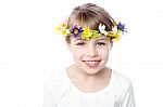 Cute Little Girl Wearing Head Wreath Stock Photo