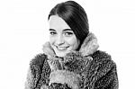 Cute Young Teen Girl In Fur Jacket Stock Photo