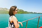 Cute Young Woman Under Sunlight Stock Photo