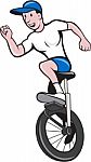 Cyclist Riding Unicycle Cartoon Stock Photo