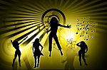 Dancing Girls In Abstract Background  Stock Photo