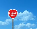 Declaration Love Road Sign On Sky Stock Photo