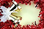 Decorations Red Ribbon For Christmas And New Year Stock Photo