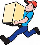 Delivery Person Worker Running Delivering Box Stock Photo