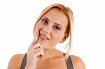 Dentist - Woman Showing Her Teeth Stock Photo