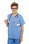 Doctor At Duty Holding Medicine Pack In Hand Stock Photo