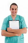 Doctor Holding Clipboard Stock Photo