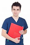 Doctor Holding Folder Stock Photo