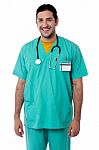 Doctor With Stethoscope Around Neck Stock Photo