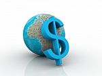 Dollar Over The World  Stock Photo