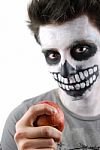 Don't Eat Just Apples (skeleton Guy Concept) Stock Photo