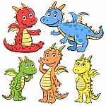 Dragon Cartoon Set Stock Photo