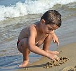 Drawing In The Sand Stock Photo