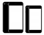  Drawing, Mockup Phone Front And Back Black Color On White Background Stock Photo